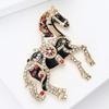 Delicate Cartoon Horse Brooch with Rhinestones Embellishments Enamel Animal Shaped Lapel Pin Accessory
