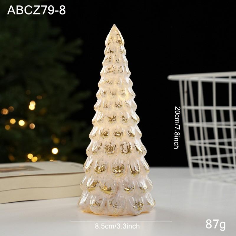 Christmas Glass Tree Table Lamp Vintage Desktop Light With Star Sequins Holiday Decor