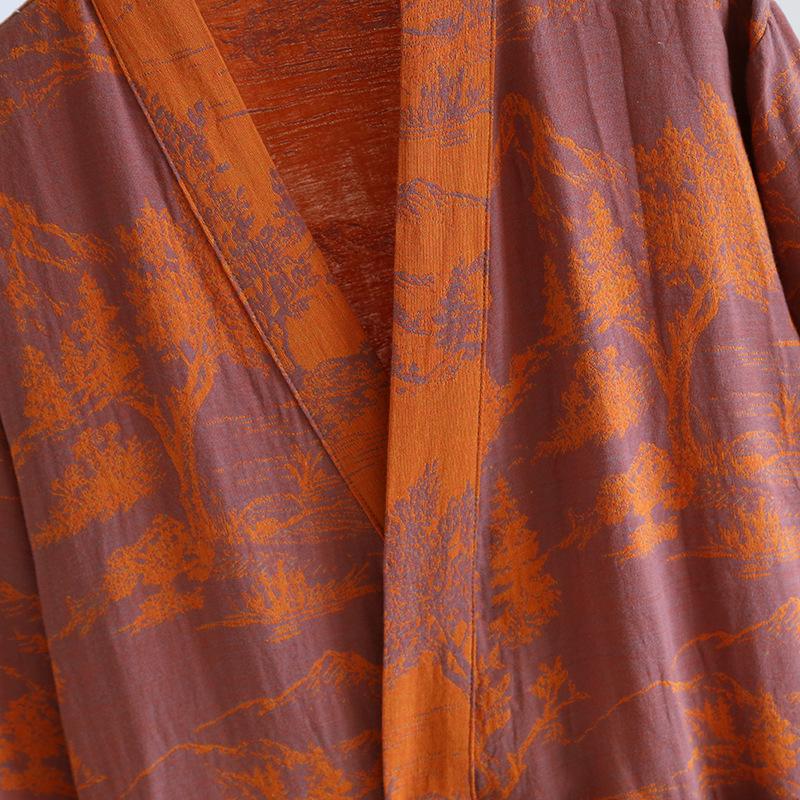 Accappatoio stile Kimono in Cotone per Coppia e Pigiama a Doppio Strato in Garza da Donna