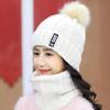 Winter Women's Plush Woolen Hat Outdoor Riding Warm and Cold Knitted Ear Protection Scarf Hat