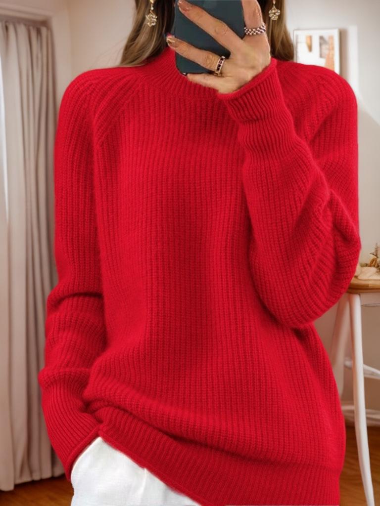 2024 Autumn/Winter Women's High Neck Solid Color Knitted Pullover Sweater - Multi-Color