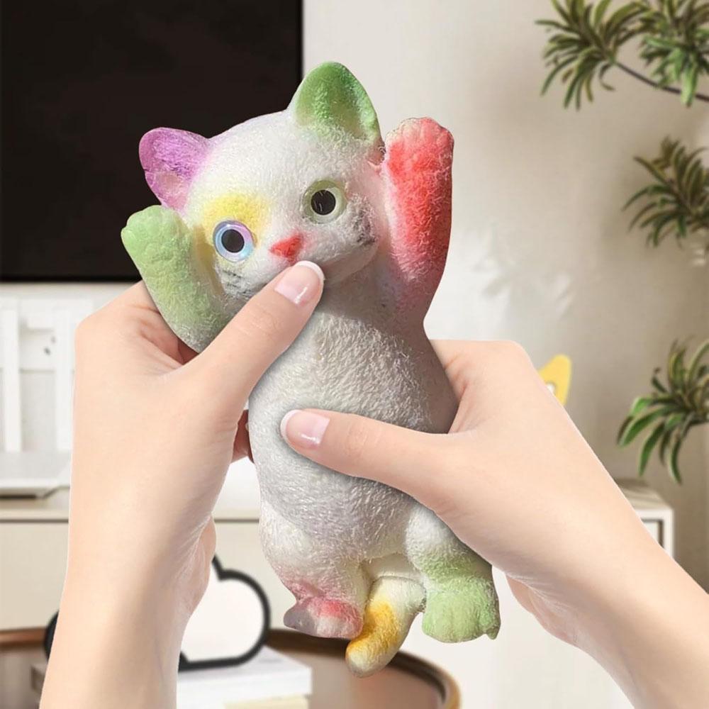 Big Slow-Rebound Cat Taba Silicone Fuzzy Super Big Cat Kitten Handmade Squeeze Toy Mochi Toy Hand Relax Stress Release Gift