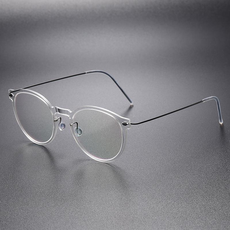 Ultra-Light Pure Titanium Eyeglasses Frame with Transparent Nylon for Myopia – Fashionable and Versatile Design (Model 6603)