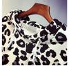 Women's Leopard Print Long-sleeved Sweatshirt Spring and Autumn Hooded Loose and Thin Drawstring Waist Top