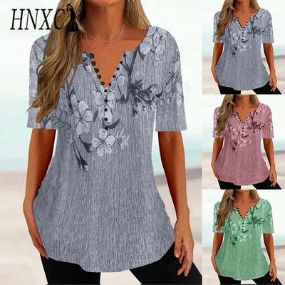 Women's Fashion Casual Short Sleeve V Neck Blouses & Shirts