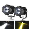 Universelle LED-Scheinwerfer und Nebelscheinwerfer für Motorräder, Weiß/Gelb umschaltbar, 12V, Satz von 2