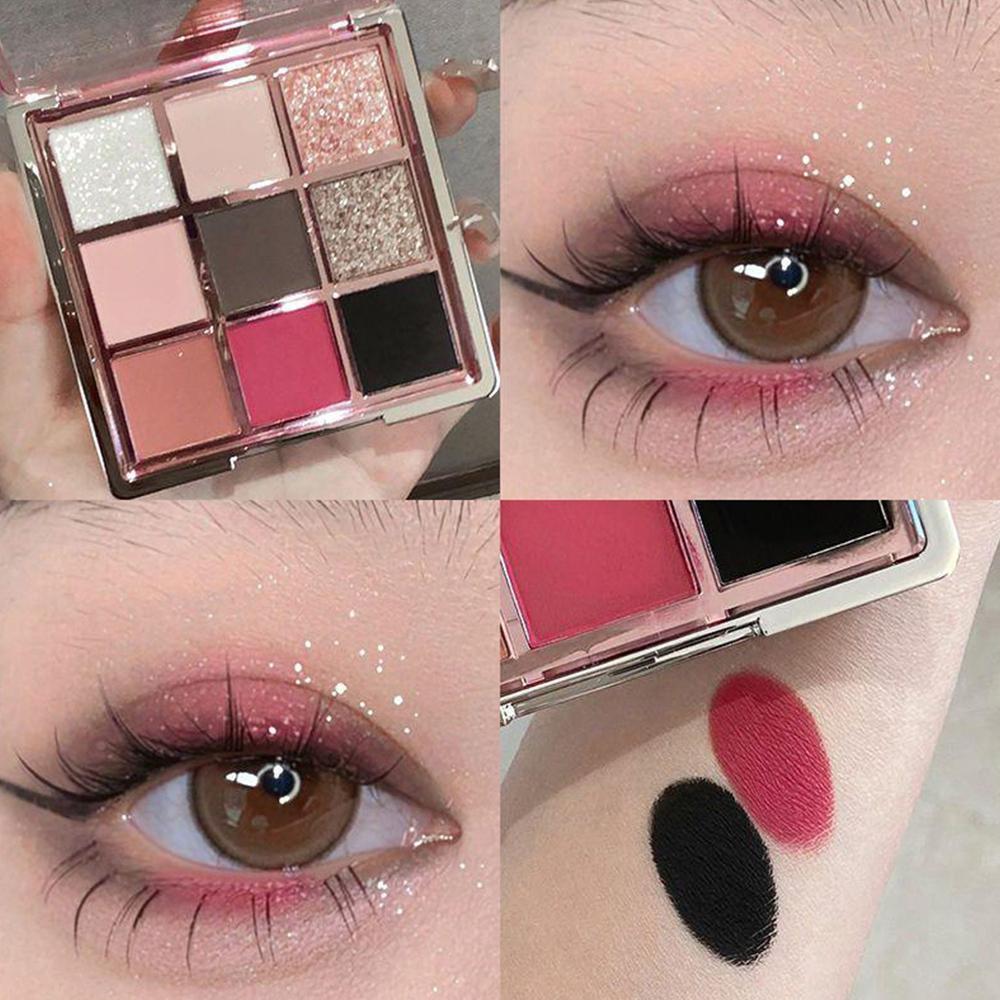 9 culori Punk Smokey Matte Glitter Fard de ochi Paleta Shimmer Fard de ochi Paleta de machiaj Cool Toned Gri Black Eye Pigment Palett