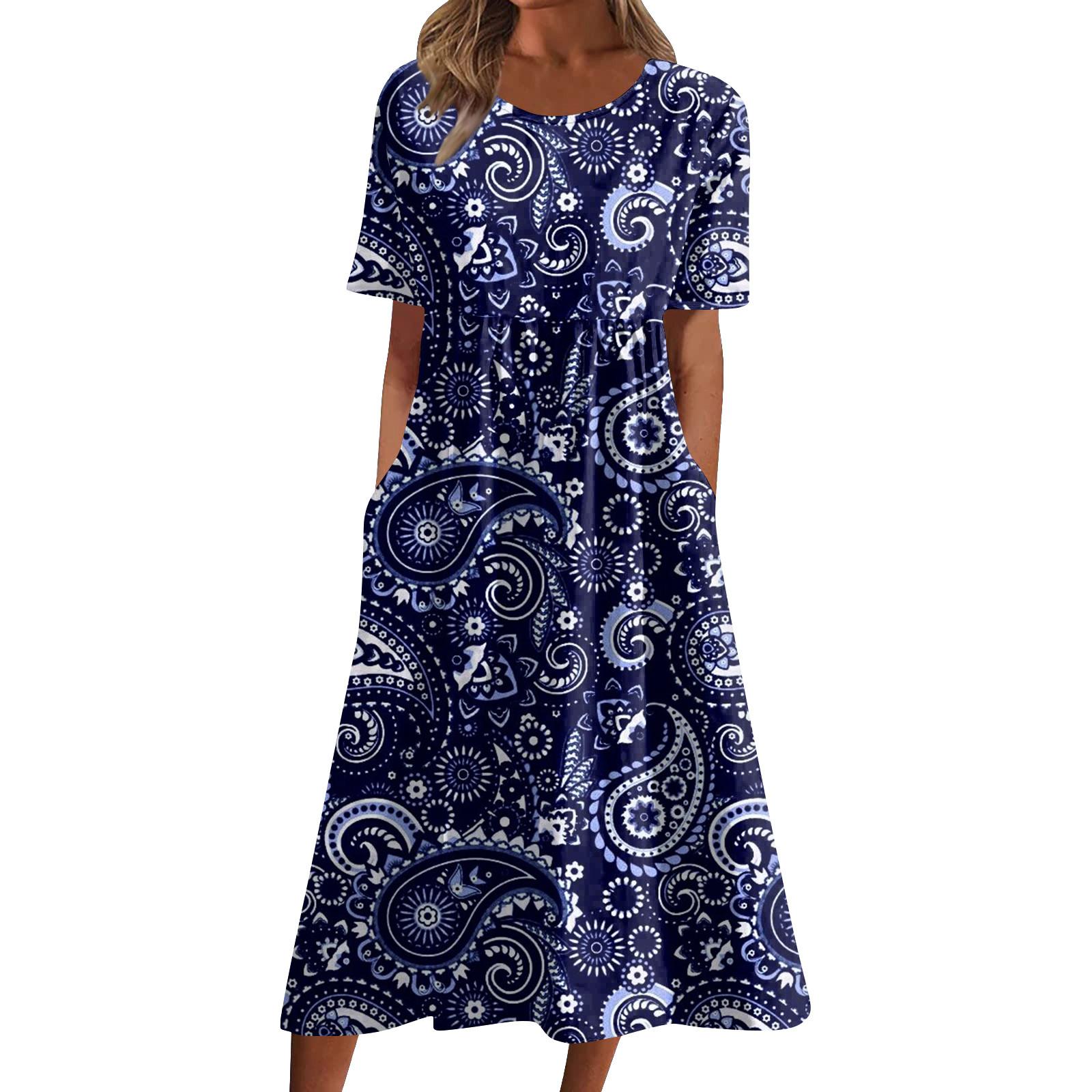 Жен. Повседневные платья Платья с принтами Летние платья С принтами Плиссированные — фото 4