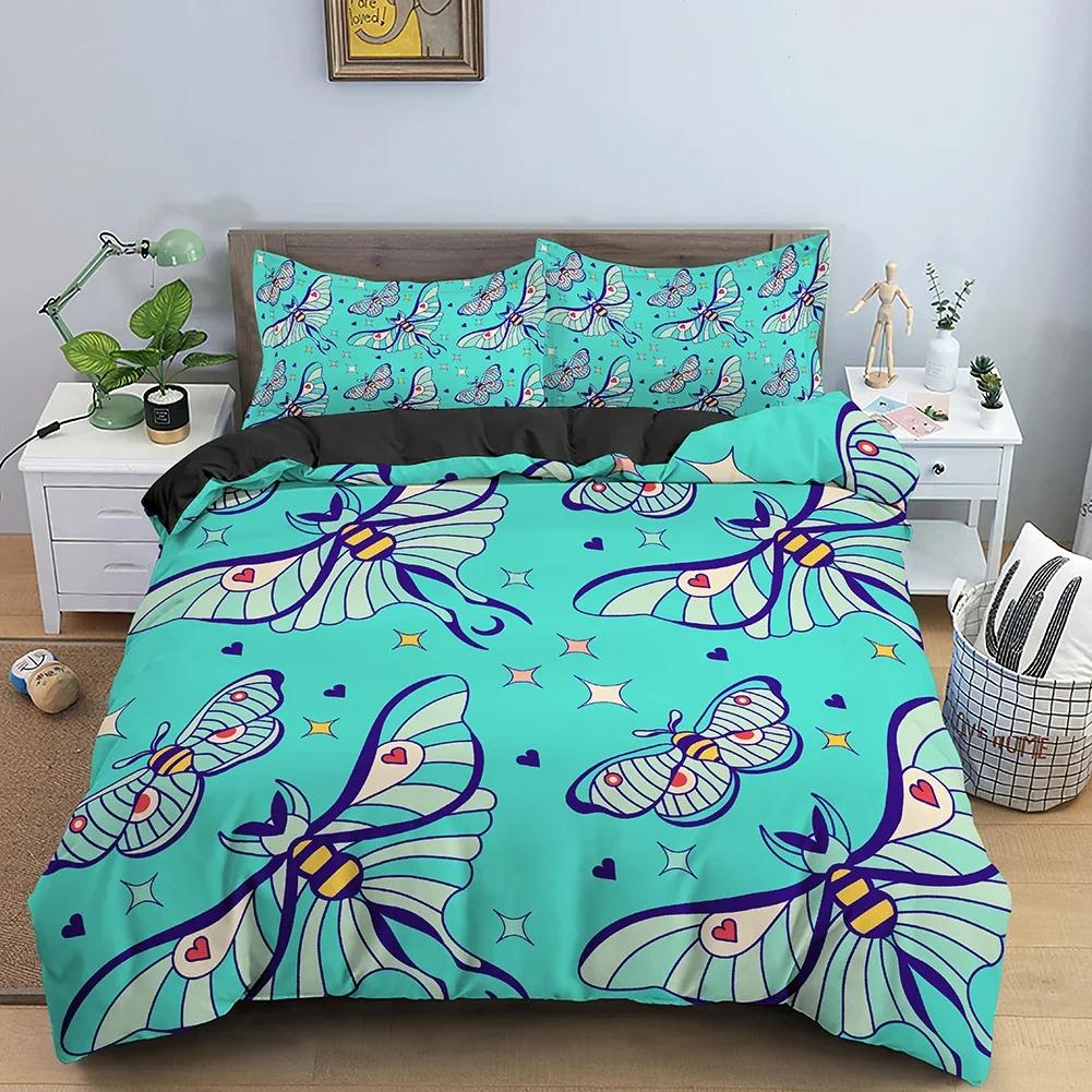 3D Butterfly Print Skin Friendly Comfortable Duvet Quilt Cover Pillowcase Bedding Set Children Bedroom Decoration Home Textile