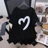 Women's Plus Size Slimming Mid-Length Round Neck Short-Sleeve T-Shirt (200/300/350 Jin)