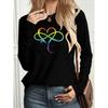 Fashion Women's Crew Neck Long Sleeve 3D Casual Color Printing Casual Short Sleeve Crew Neck T-Shirt