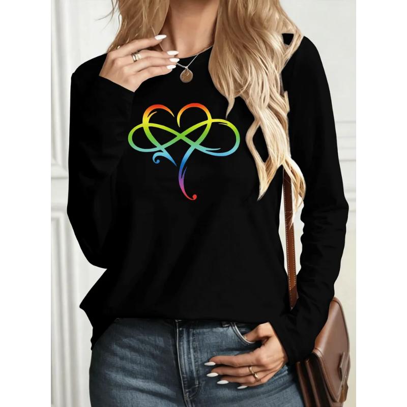 Fashion Women's Crew Neck Long Sleeve 3D Casual Color Printing Casual Short Sleeve Crew Neck T-Shirt