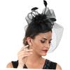 Milisten Decorative Hat with Floral Mesh Headband Cocktail Tea Party Hair Accessory for Women Wedding Special Occasion Black