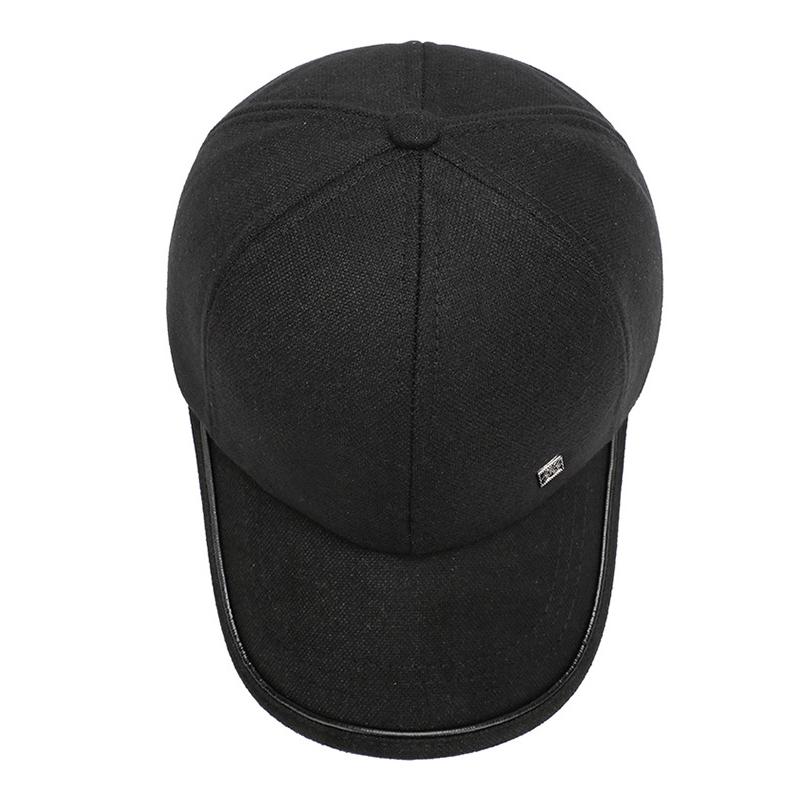 Men's Cap Spring Autumn Winter Middle-Aged Baseball Cap Wool Warm Ear Protection Cap Outdoor Cotton Cap