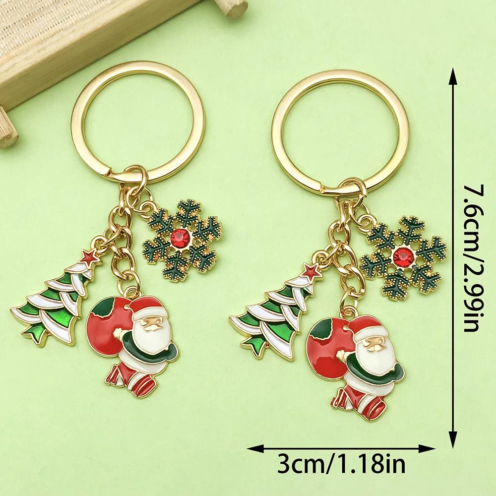 Exquisite Christmas Keychain: Santa, Reindeer, Gift Box, and Bell Ornaments Pendant