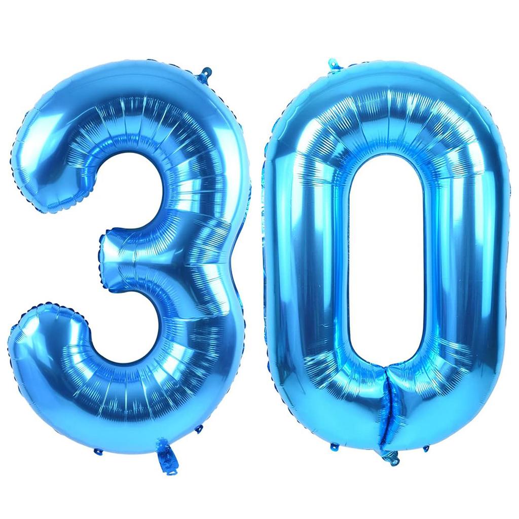 40 Inch Giant Blue Digital Balloons 0-9, Anniversary Party Decoration Supplies, Birthday Balloons
