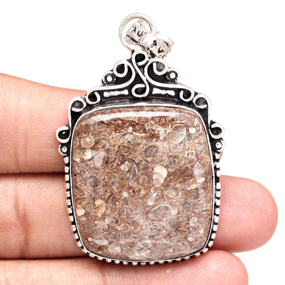 Pendant Turtella Jasper Gemstone Handmade Mother's Day Silver Jewelry 2.25"