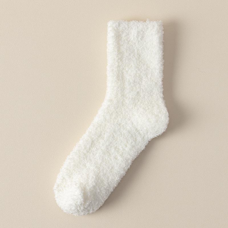 Women's Coral Fleece Mid-Calf Socks - Warm, Thickened, Fleece-Lined, Cold-Resistant for Winter and Home.