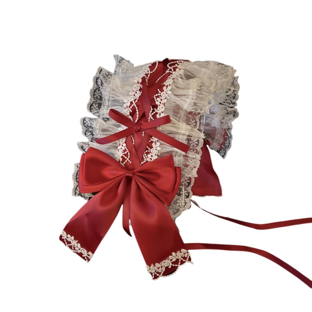 Gothic Ruffled Lace Bowknot Headdress Cosplay Hair Accessories for Maid Girls Sweet Headband Sweet Party Accessories