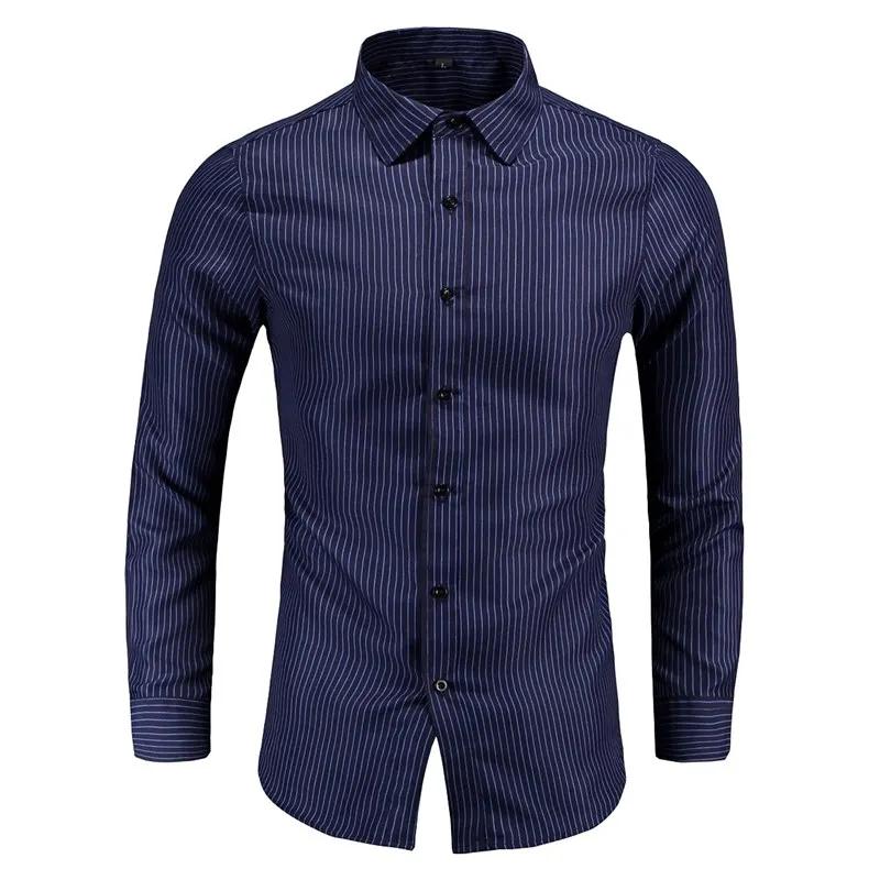 2026 Spring Summer Men's Long Sleeve Shirt Men Casual Business Striped Shirt Fashion Male Slim Fit Oversized Shirt 4Xl