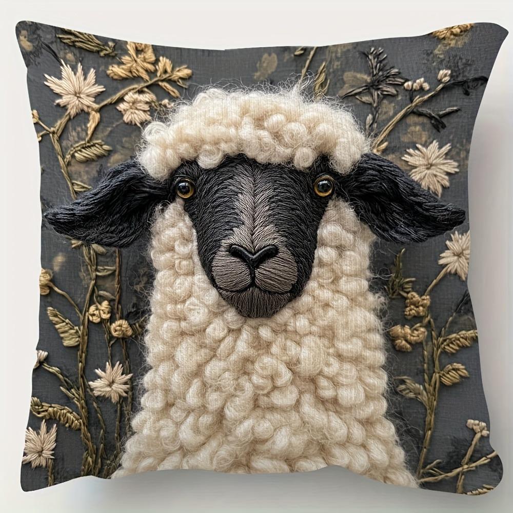 1pcs Creative Valais Blacknose Sheep Double-Sided Print Pillow Cover Cute Alpaca Cushion Case Elegant Home Decor Pillowcase