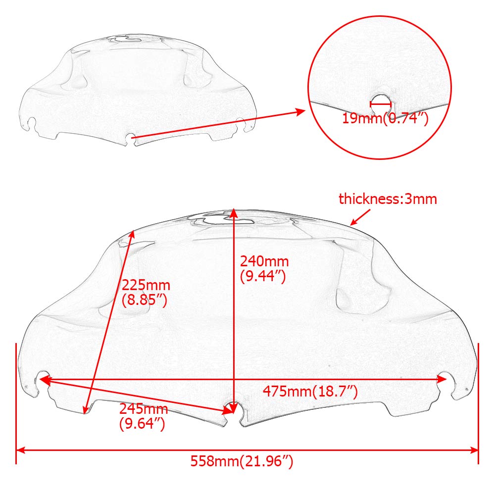 Motorcycle Accessories 9" Windshield Front Windscreen Wind Deflectors ABS Plastic For Touring Street Glide Special FLHXS 2014-23