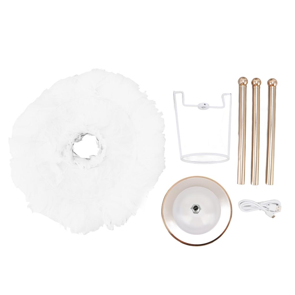 Feather Table Lamp Adjustable Color Brightness Rechargeable Touch Control Decoration Night Light