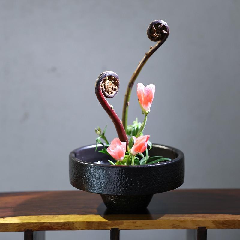 Keramický květináč Otevřená květinová váza Japonská pomůcka pro aranžování květin Keramická stolní dekorace Domácí dekorace
