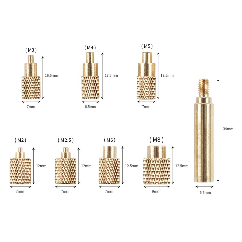 Soldering Iron Adapter Wide Compatibility Multi Specifications M2-M8 Female Thread Brass Nut Insert Set for TS100 TS101 PTS200