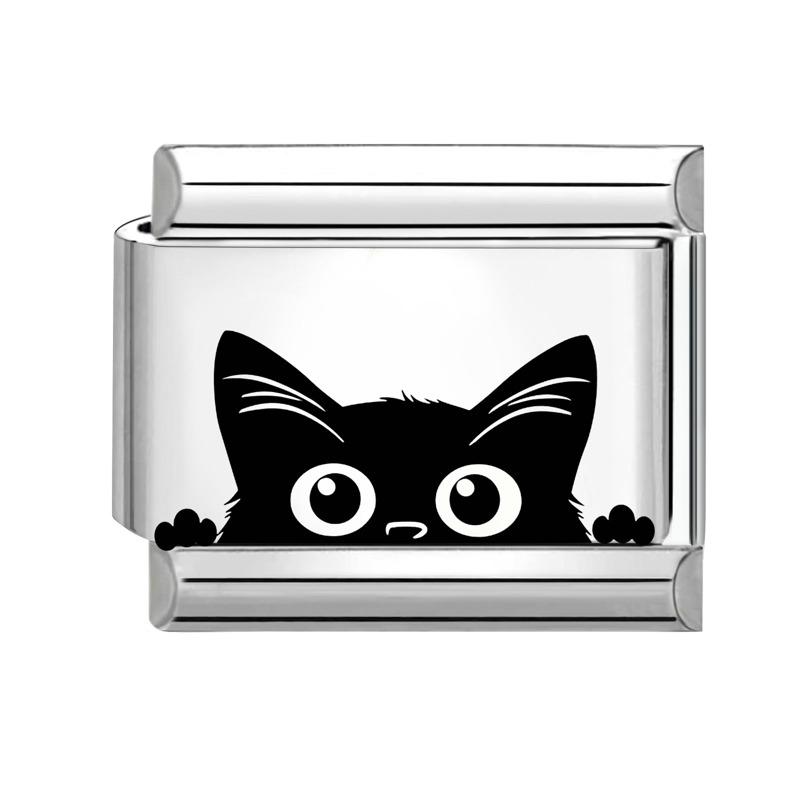 Black Piano Chess Boardlaser Engraving Links Fit 9mm Italian Charms Bracelet Jewelry DIY Making Gifts