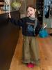 Girls' Retro Autumn Long-Sleeve Top - Cute, Comfy, Single-Shoulder Design