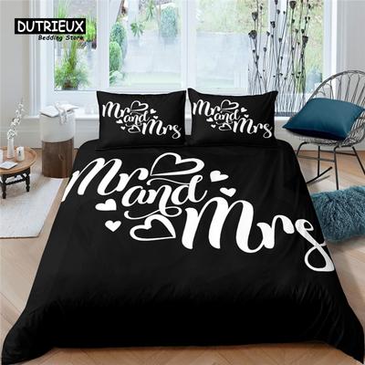 Home Living Luxury 3D Mr And Mrs Bedding Set Comfortable Duvet Cover Set Kids Bedding Set Queen And King Eu/Us/Au/Uk Size