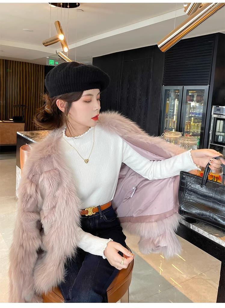 Women's Velvet Ruffled High Collar Knitted Sweater - Thick Warm Autumn/Winter Pullover Top