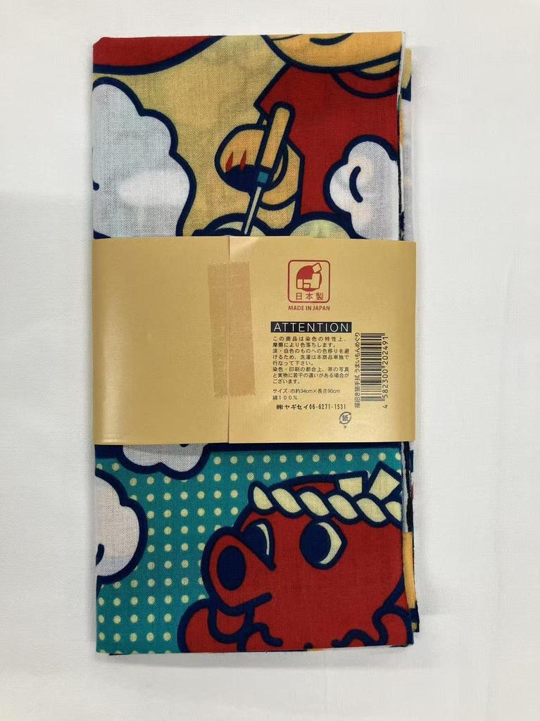 Yagisei Lucky Series Printed Tenugui Towel Food Kansai Souvenir Lucky Charm Made in Japan New Design Maneki-neko "Delicious Tour"