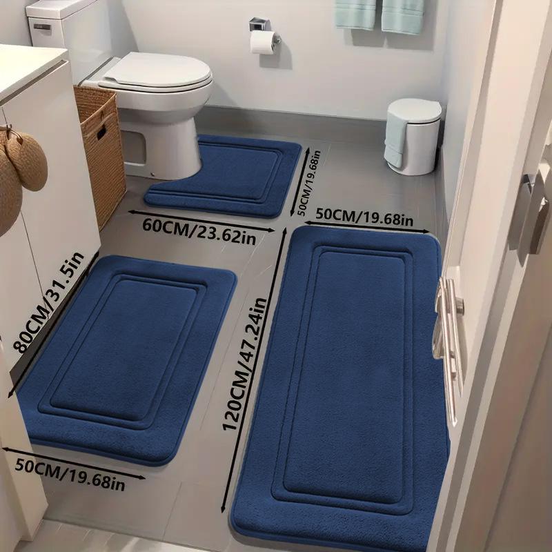 

Cross-Border Non-Slip Coral Fleece Bathroom Mat - Embossed, Slow Rebound, High Water Absorption 50*120 cm + 50*80 cm + 50*60 cm
