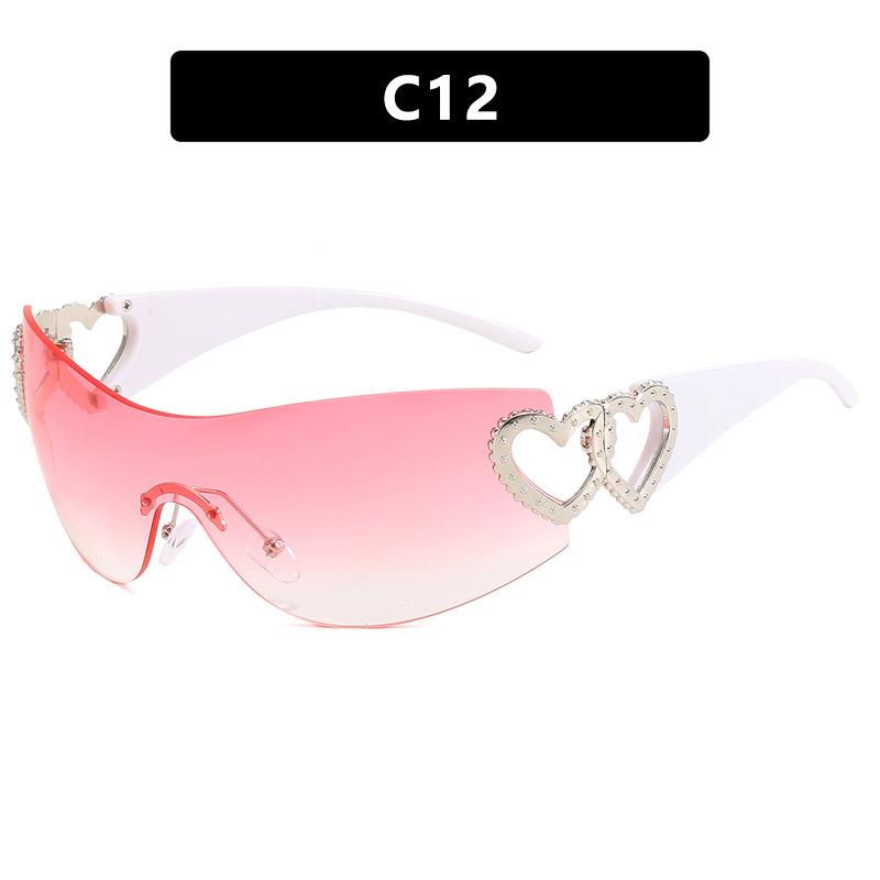 Love Heart One-Piece Sunglasses 2023 - Trendy Y2K European & American Style INS Celebrity Sunglasses