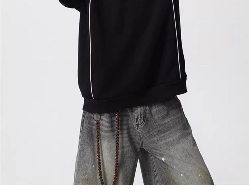 Men's 2025 Spring/Autumn Striped Color Block Half-Zip High-Neck Hoodie - Trendy Loose Heavyweight Top