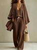 European/American Spring-Fall Three-Piece Set: Loose 9-Sleeve Cardigan, Sleeveless Vest, and Long Pants.