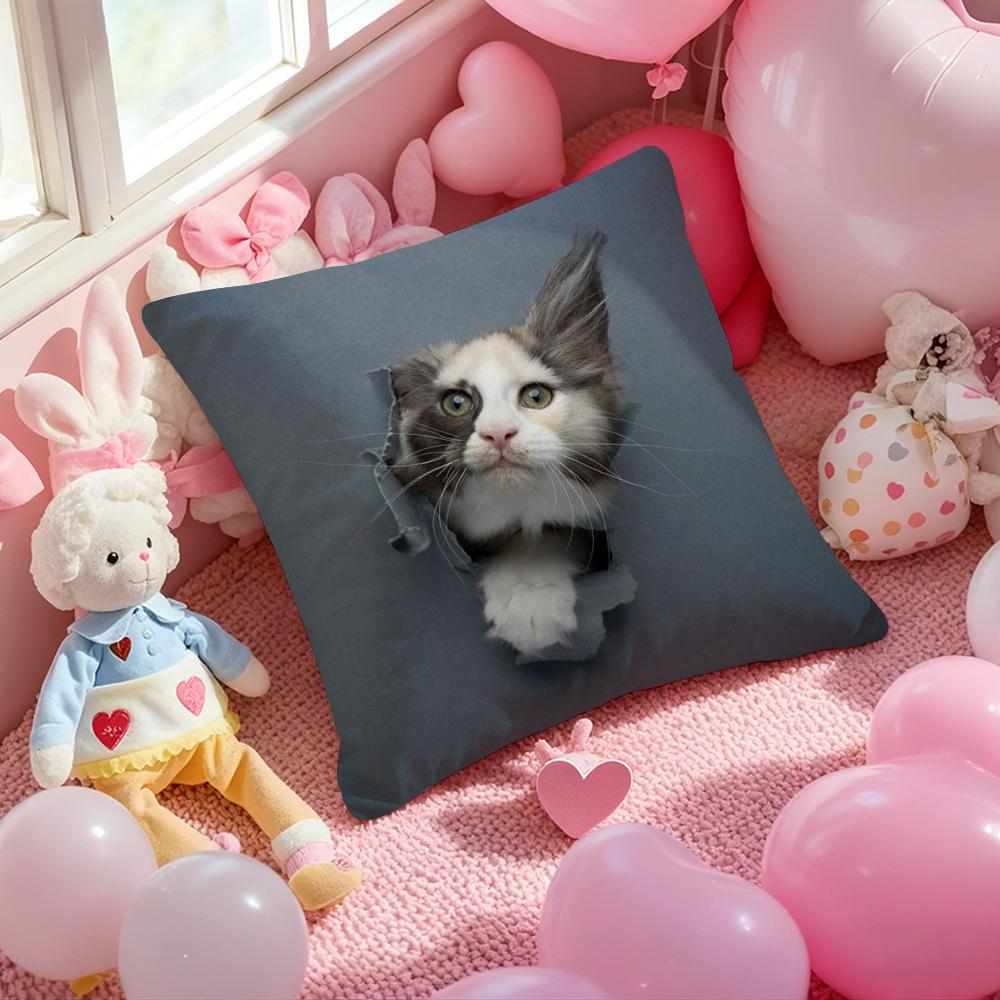 Cute Naughty Cute Cats Dogs Cushion Cover Pattern Printed Pillowcase for Living Room Sofa Cushion Cover & Bedroom Decor