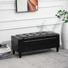 PU Leather Storage Ottoman Bench Storage Chest Tufted Ottoman Cube W/ Flipping Top 92L X 40W X 40H Cm Black