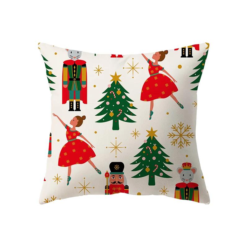 Merry Christmas Santa Claus Decorative Printed Pattern Cushion Cover Home Living Room Sofa Pillow