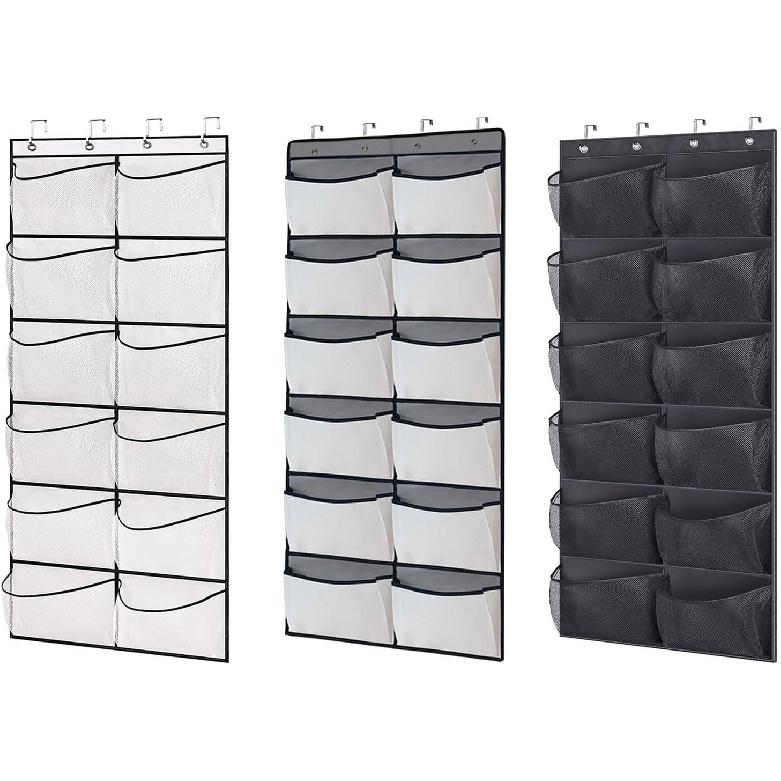 Usoway Wall-Mounted Sundries Shoe Organizer Hanging Storage Rack Mesh Pocket Clear Over The Door Storage Box Fabric Closet Bag Mesh Pockets Shoe