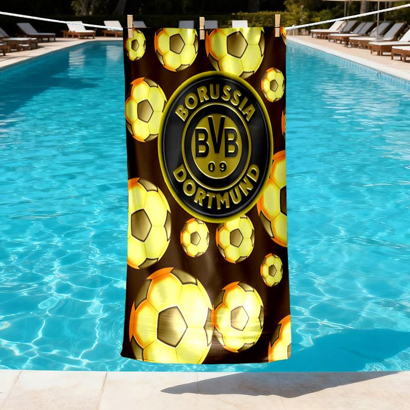 Borussia Dortmund Print Beach Towel Design, Soft, Lightweight. for Home Bathroom, Spa, Pool, Yoga, Surfing, Camping, Gift for Family, Friend