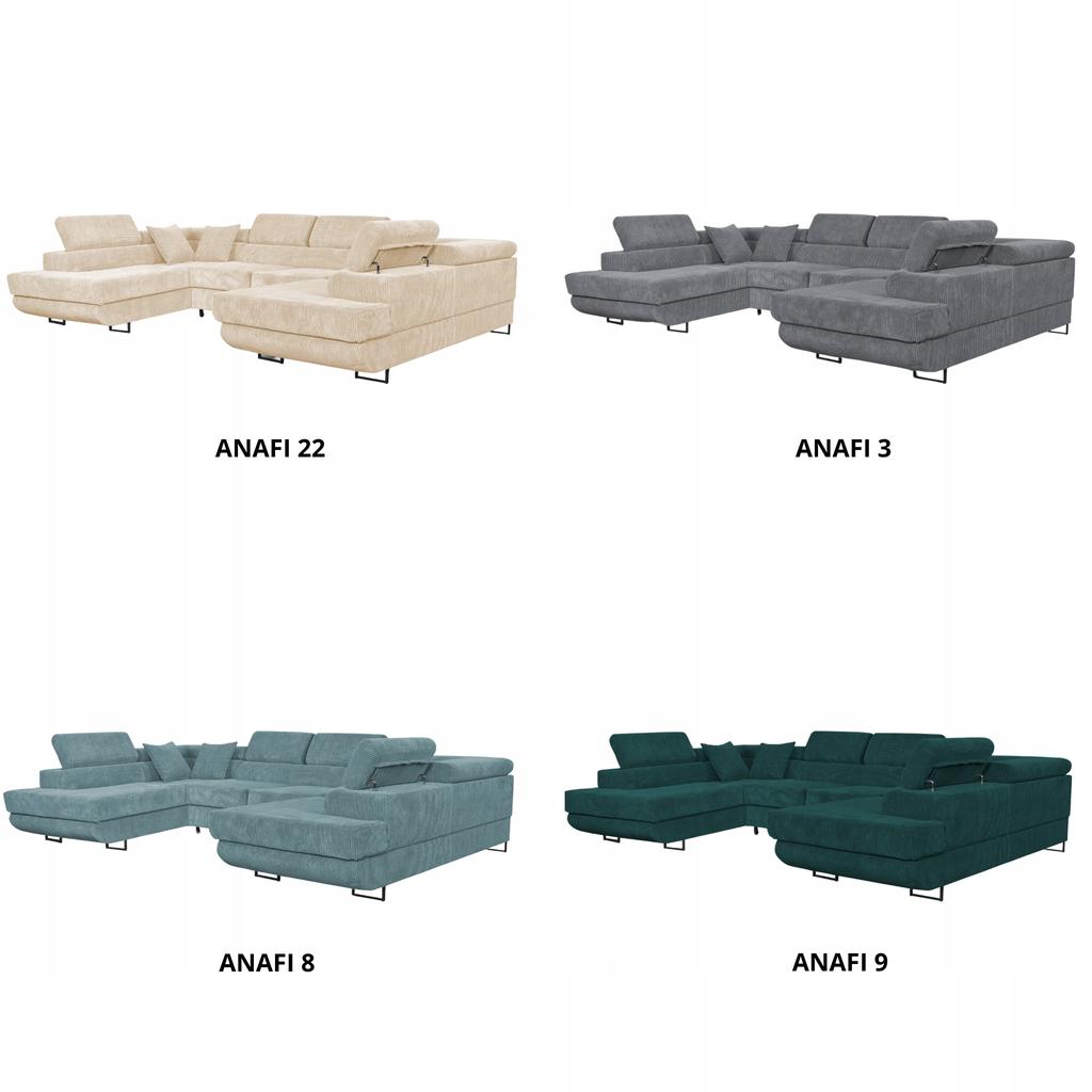 U-shaped Corner Sofa Bed, Extendable F. Savio Family Sleeping Furniture C Green Corduroy