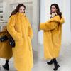 Autumn and winter thickened imitation rabbit fur long hooded loose knee jacket women's plush coat imitation fur