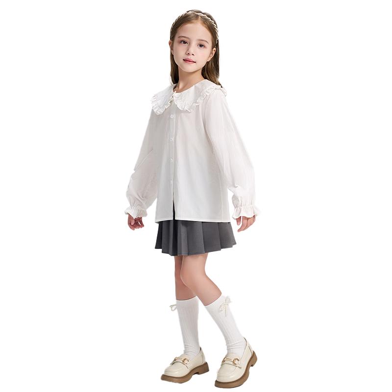 Girl s French Doll Collar Petal Edge Shirt 120
