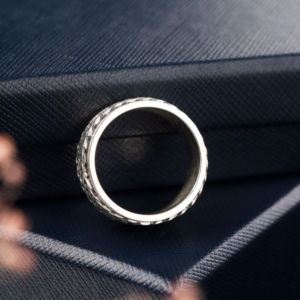 Simplicity Vintage S925 Silver Rings for Men Women Fashion Personality Rotatable Woven Pattern Jewelry Gift