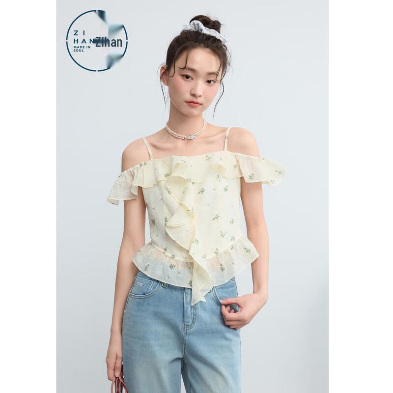 Women s Floral Ruffled Off-Shoulder Crop Top 40
