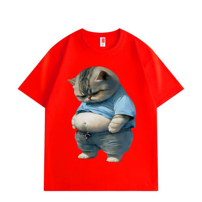 Funny Chubby Cat Meme Graphic T Shirts Men Women Fashion Trend Cartoon Short Sleeve T-shirts Summer Loose Cotton T-shirt
