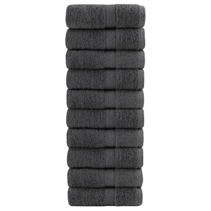 VidaXL Premium Washcloths SOLUND 10 Pieces Anthracite 30 X 30 Cm 600 G/m² 137150